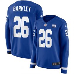 Cheap Saquon Barkley Giants Jersey From China Blue Therma Long Sleeve #26