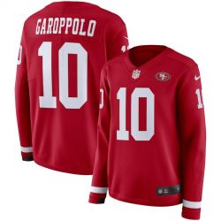 Cheap Jimmy Garoppolo 49ers Jersey From China Red Therma Long Sleeve #10