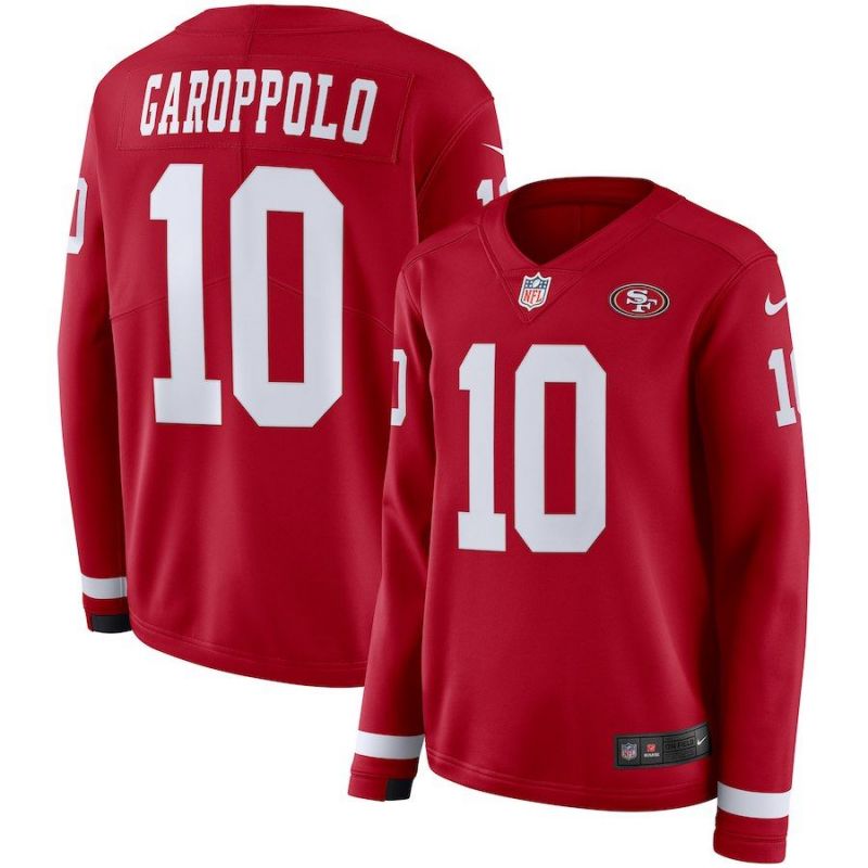 Cheap Jimmy Garoppolo 49ers Jersey From China Red Therma Long Sleeve #10