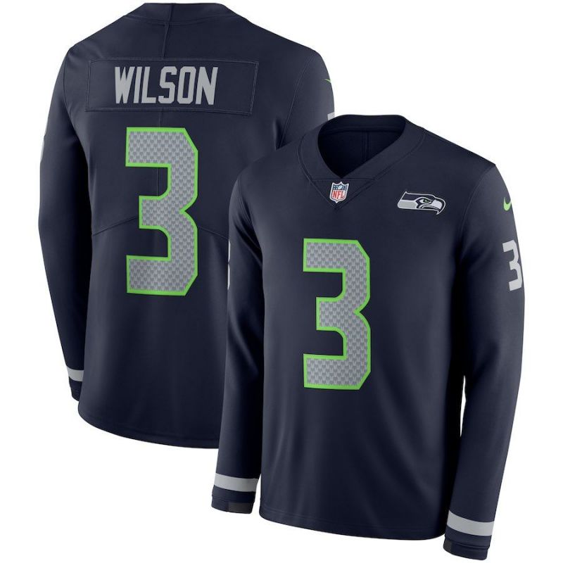 Cheap Russell Wilson Seahawks Jersey From China Blue Therma Long Sleeve #3