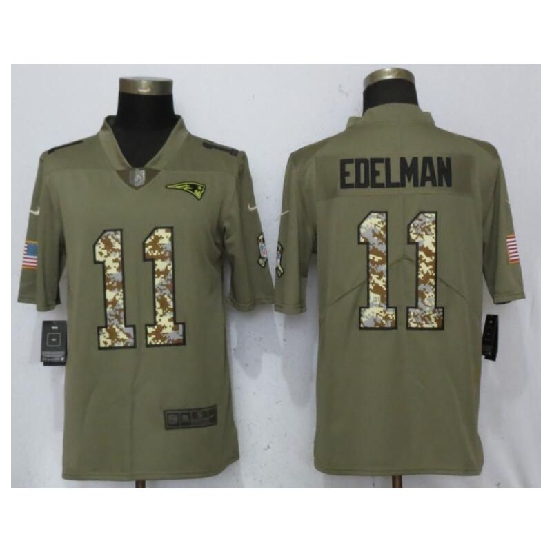 Cheap Julian Edelman Patriots Jersey From China Olive Salute To Service with camo font #11