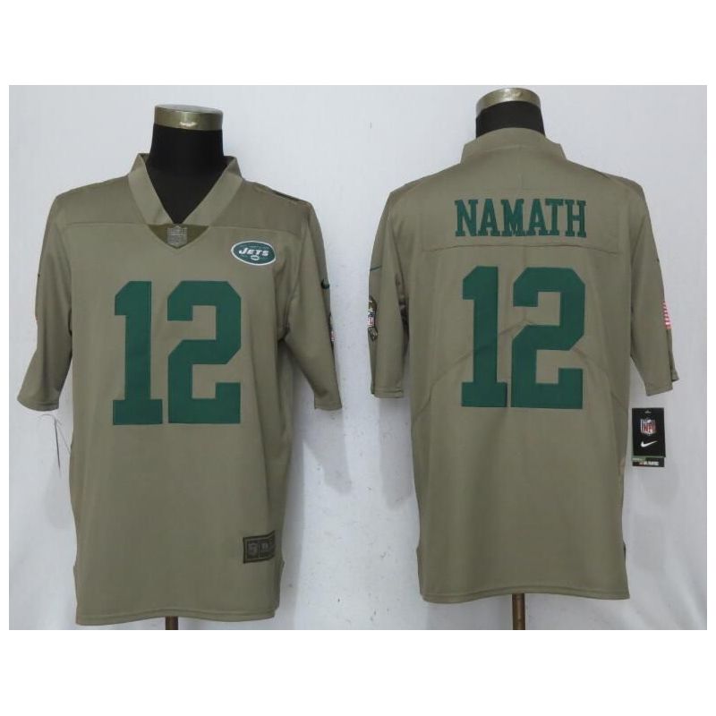 Cheap Joe Namath Jets Jersey From China Olive Salute To Service #12