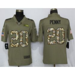 Cheap Rashaad Penny Seahawks Jersey From China Olive Salute To Service with camo font #20