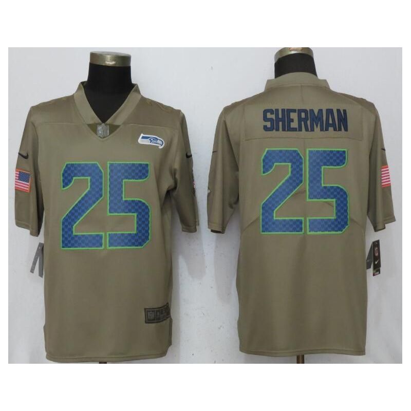 Cheap Richard Sherman Seahawks Jersey From China Olive Salute to Service #25