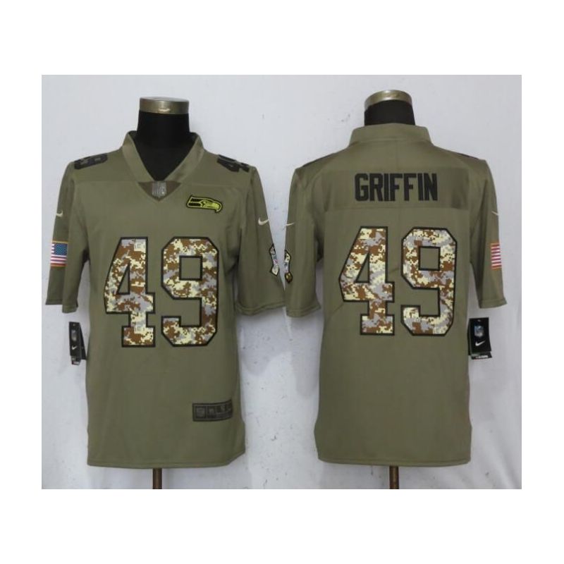 Cheap Shaquem Griffin Seahawks Jersey From China Olive Salute To Service with camo font #49