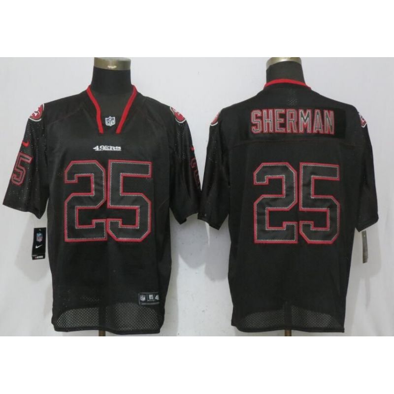 Cheap Richard Sherman 49ers Jersey From China Black Lights Out #25