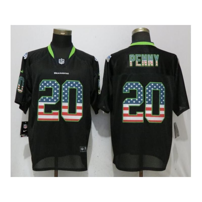 Cheap Rashaad Penny Seahawks Jersey From China Black USA Flag #20