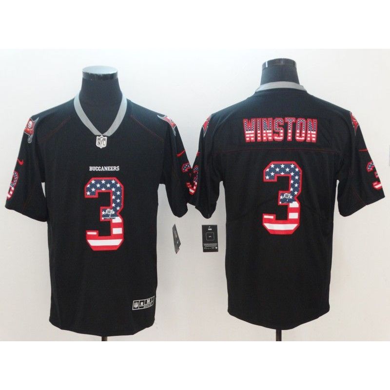 Cheap Jameis Winston Buccaneers Jersey From China Black 2018 USA Flag #3