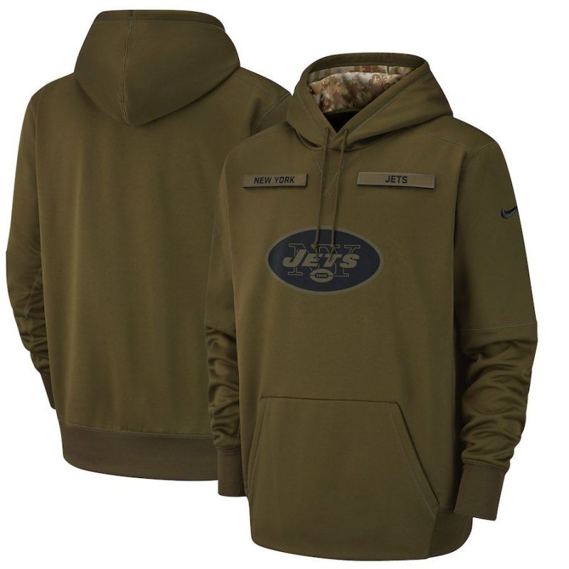 Cheap Jets Hoodie From China Olive Salute to Service Sideline Therma Performance