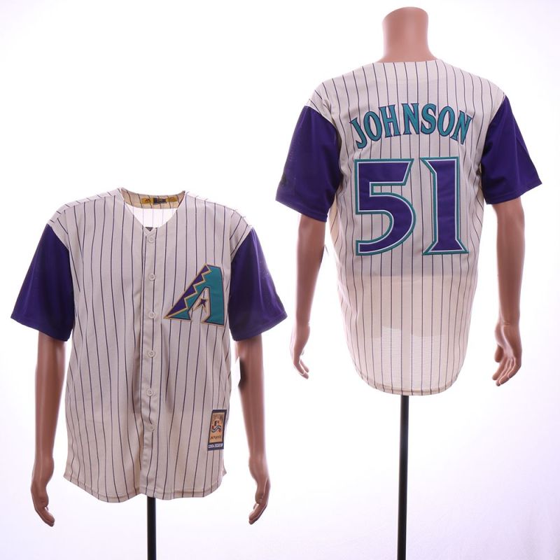 Cheap Randy Johnson Diamondbacks Jersey From China Cream throwback #51