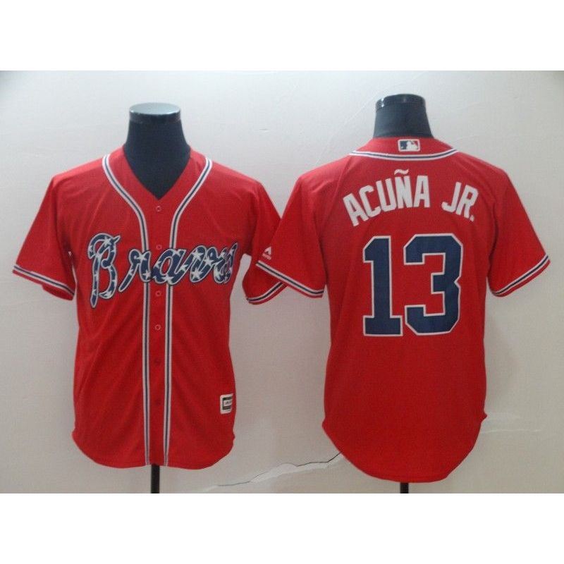 Cheap Ronald Acuna Jr Braves Jersey From China Red Game #13