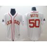 Cheap Mookie Betts Red Sox Jersey From China White red letters with gold line Game #50