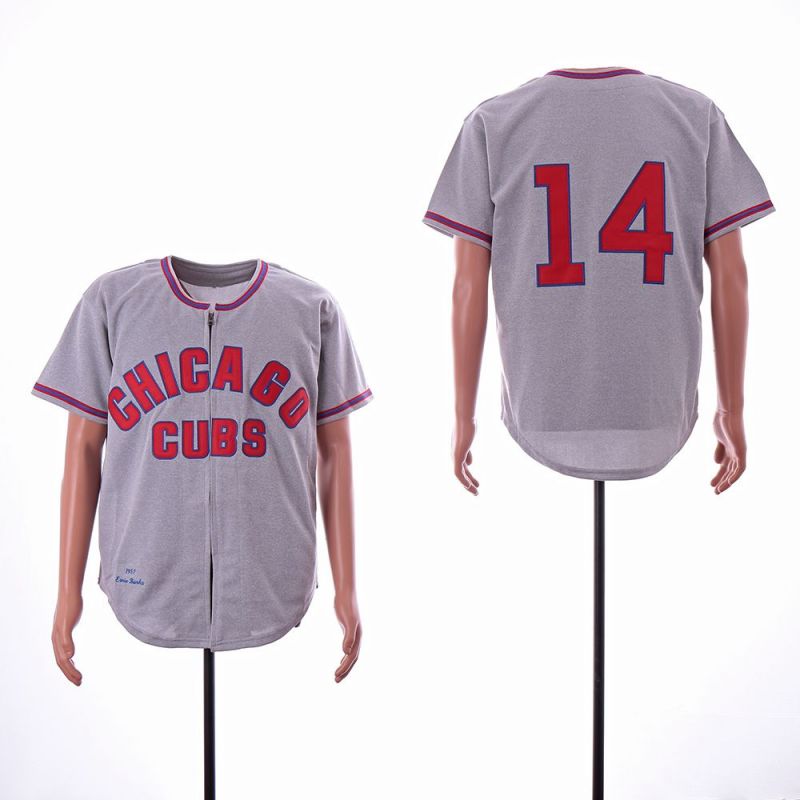 Cheap Ernie Banks Cubs Jersey From China Grey Zip throwback #14