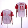 Cheap Barry Larkin Reds Jersey From China White Red stripes #11