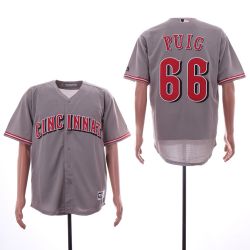 Cheap Yasiel Puig Reds Jersey From China Grey Game #66