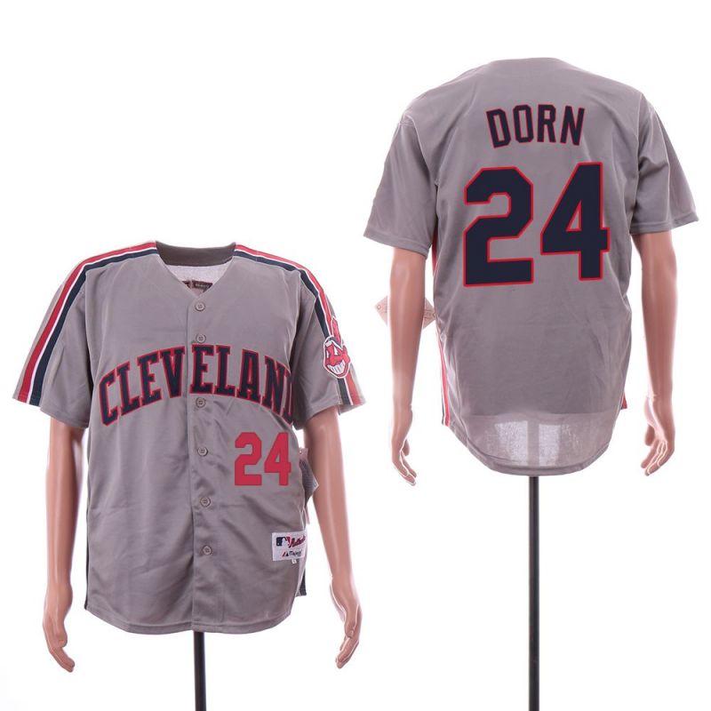 Cheap Roger Dorn Indians Jersey From China Grey turn back the clock #24