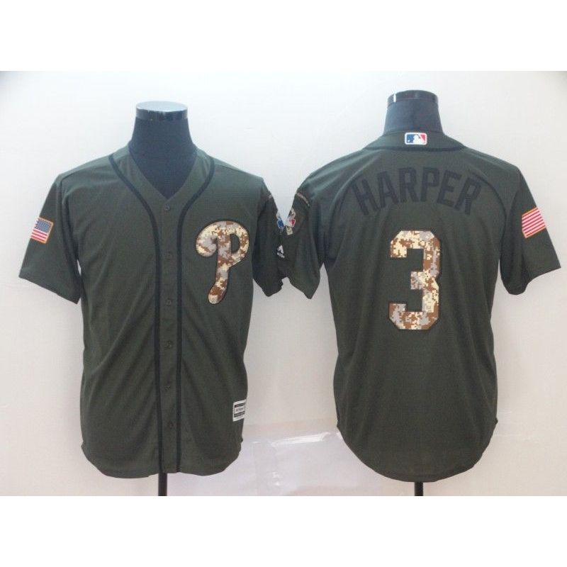 Cheap Bryce Harper Phillies Jersey From China Olive Salute To Service #3