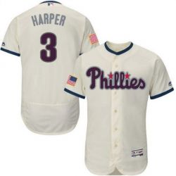 Cheap Bryce Harper Phillies Jersey From China Cream Fashion Stars & Stripes Flexbase #3