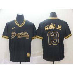 Cheap Ronald Acuna Jr Braves Jersey From China Black-Golden #13