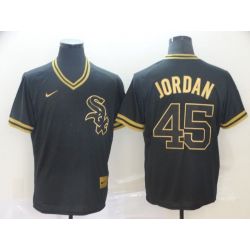 Cheap Michael Jordan White Sox Jersey From China Black-Golden #45