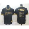 Cheap Francisco Lindor Indians Jersey From China Black-Golden #12