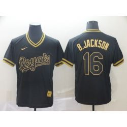 Cheap Bo Jackson Royals Jersey From China Black-Golden #16