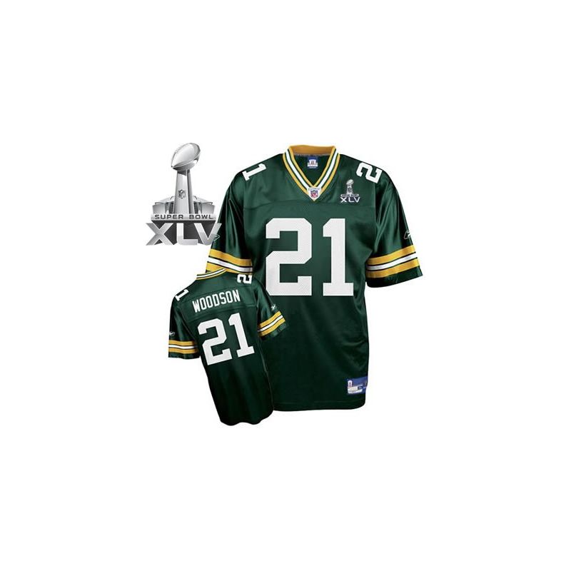 Cheap Charles Woodson Packers Jersey #21 Green 2011 Super Bowl XLV From China