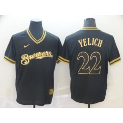 Cheap Christian Yelich Brewers Jersey From China Black-Golden #22