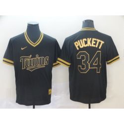 Cheap Kirby Puckett Twins Jersey From China Black-Golden #34