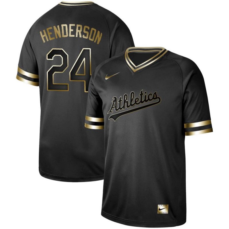 Cheap Ricky Henderson Athletics Jersey From China Black-Golden #24