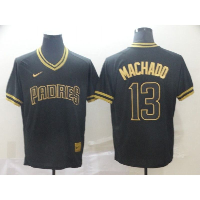 Cheap Manny Machado Padres Jersey From China Black-Golden #13