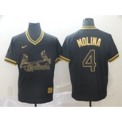 Cheap Yadier Molina Cardinals Jersey From China Black-Golden #4