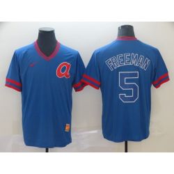 Cheap Freddie Freeman Braves Jersey From China Blue Cooperstown Collection Legend Throwback #5