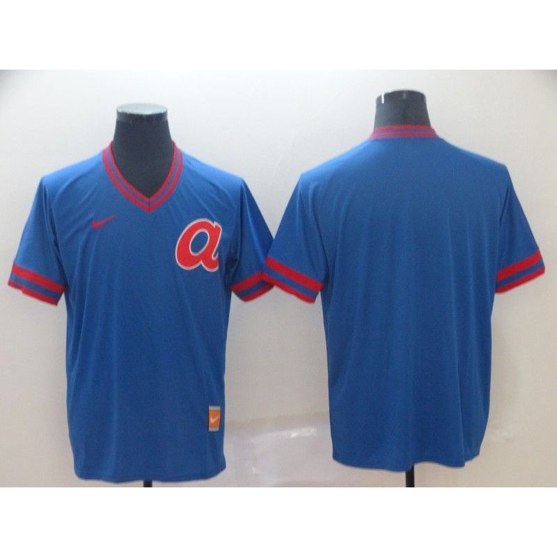 Cheap Braves Jersey From China Blank Blue Cooperstown Collection Legend Throwback