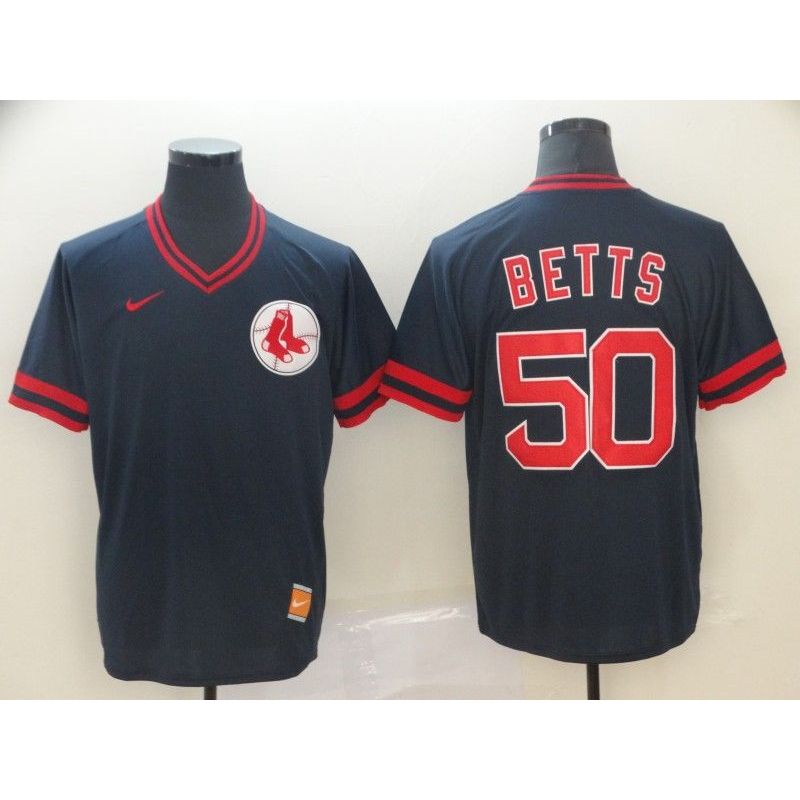 Cheap Mookie Betts Red Sox Jersey From China Navy Cooperstown Collection Legend Throwback #50