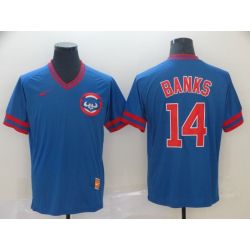 Cheap Ernie Banks Cubs Jersey From China Blue Cooperstown Collection Legend Throwback #14