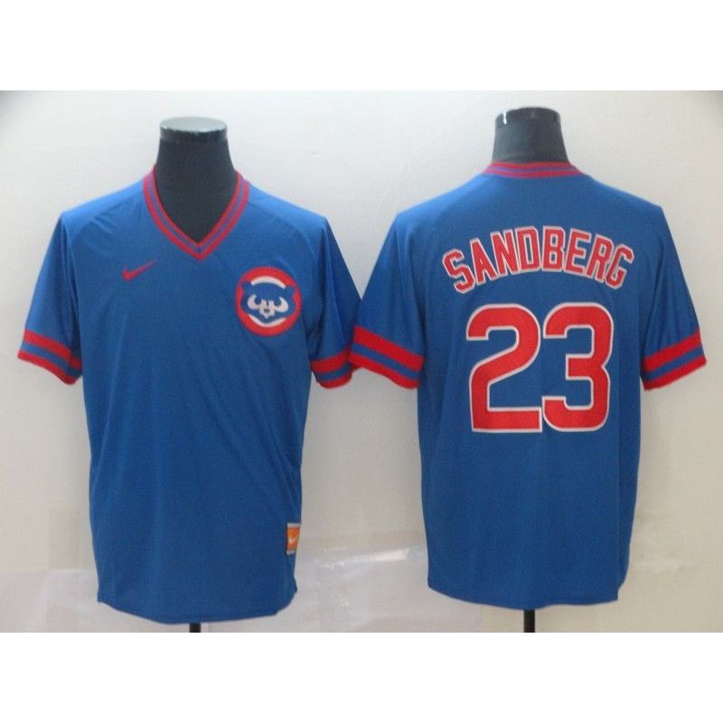 Cheap Ryne Sandberg Cubs Jersey From China Blue Cooperstown Collection Legend Throwback #23