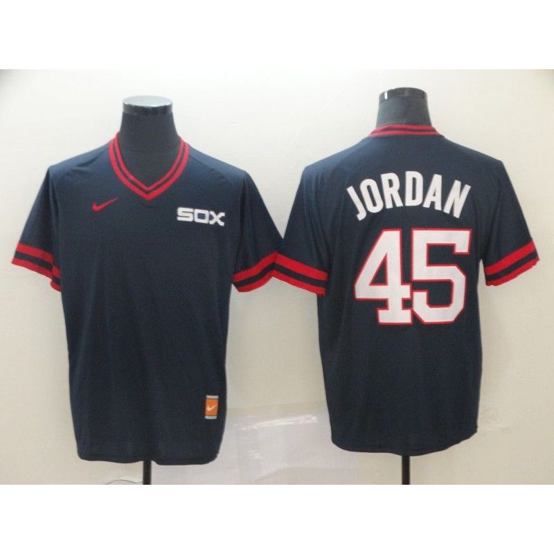 Cheap Michael Jordan White Sox Jersey From China Navy Cooperstown Collection Legend Throwback #45