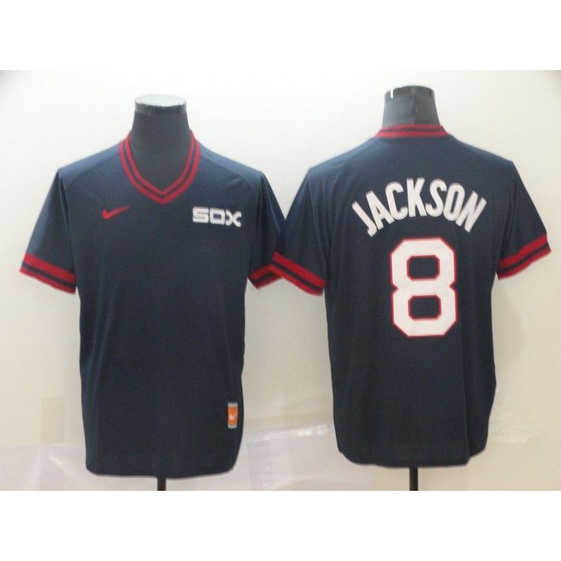 Cheap Joe Jackson White Sox Jersey From China Navy Cooperstown Collection Legend Throwback #8