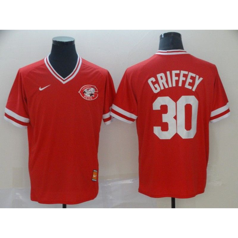 Cheap Ken Griffey Reds Jersey From China Red Cooperstown Collection Legend Throwback #30