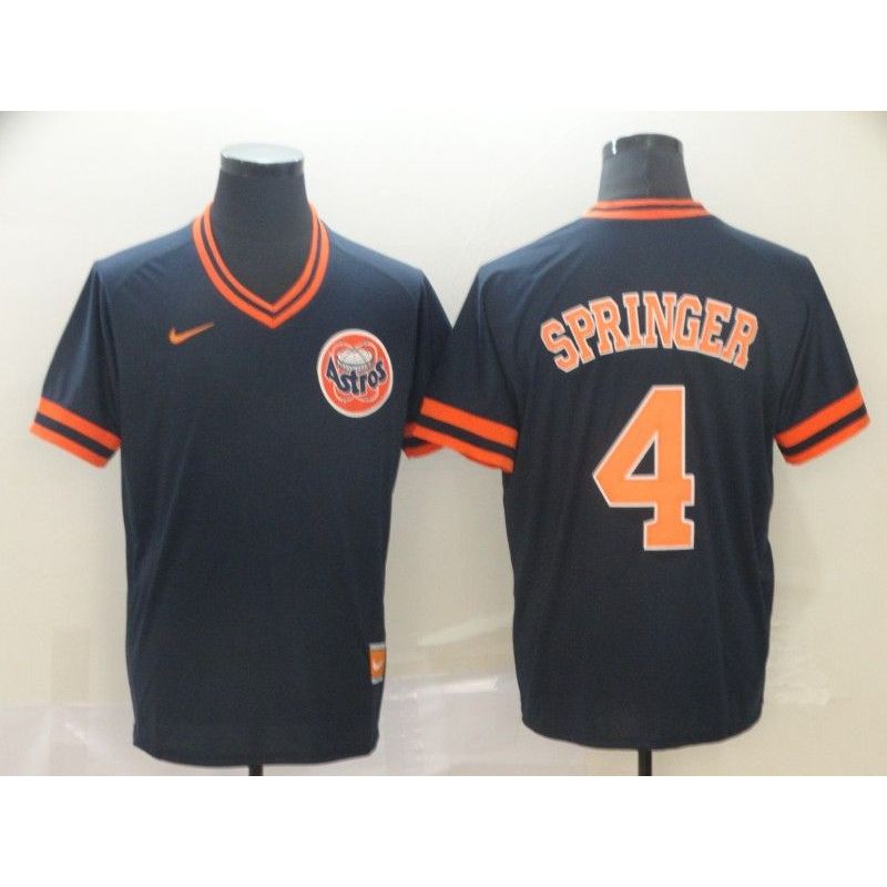 Cheap George Springer Astros Jersey From China Navy Cooperstown Collection Legend Throwback #4