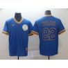 Cheap Christian Yelich Brewers Jersey From China Blue Cooperstown Collection Legend Throwback #22