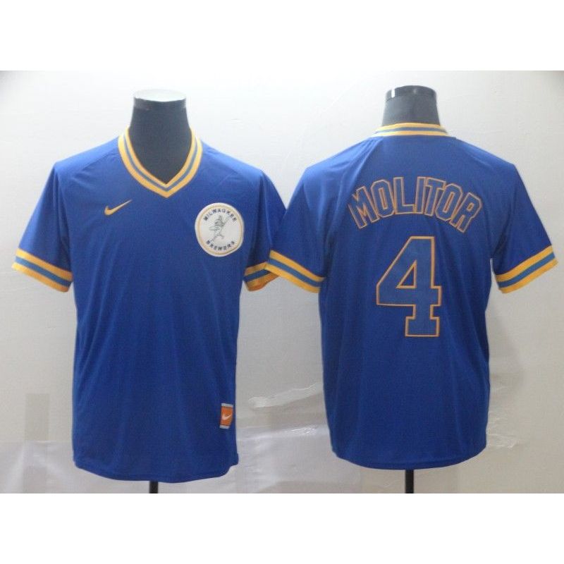 Cheap Paul Molitor Brewers Jersey From China Blue Cooperstown Collection Legend Throwback #4