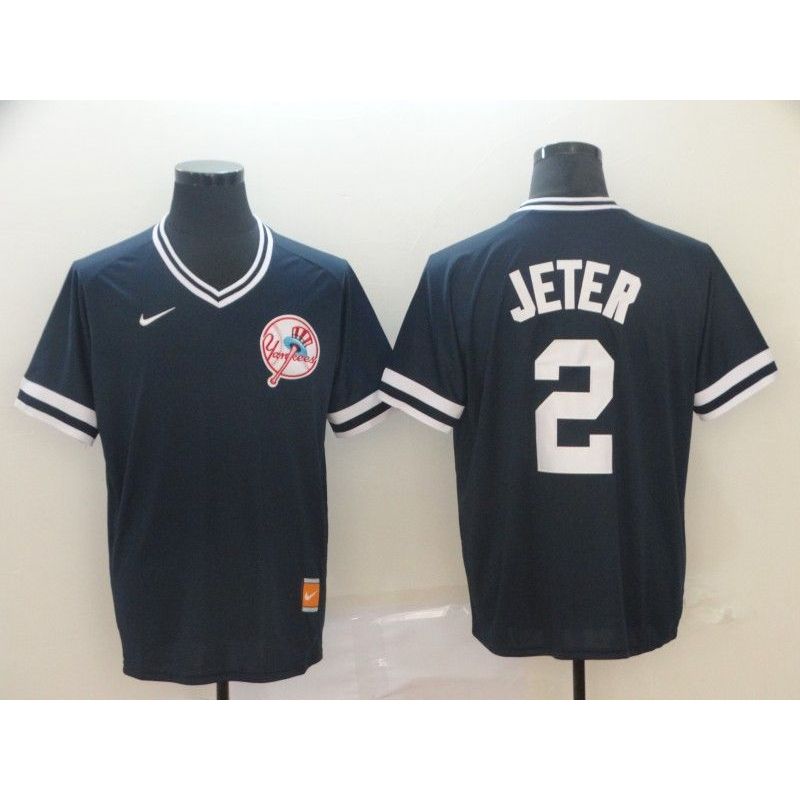 Cheap Derek Jeter Yankees Jersey From China Navy Cooperstown Collection Legend Throwback #2