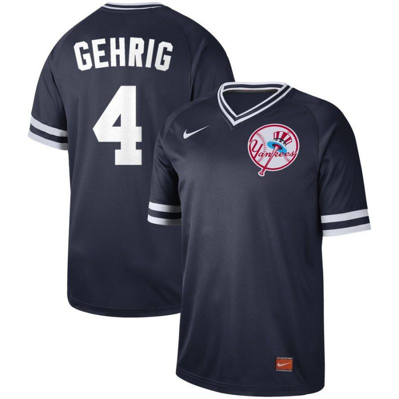 Cheap Lou Gehrig Yankees Jersey From China Navy Cooperstown Collection Legend Throwback #4