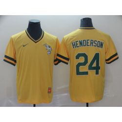 Cheap Ricky Henderson Athletics Jersey From China Yellow Cooperstown Collection Legend Throwback #24