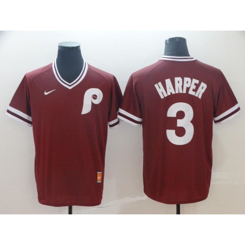 Cheap Bryce Harper Phillies Jersey From China Burgundy Cooperstown Collection Legend Throwback #3