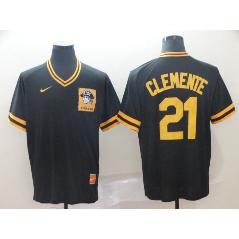 Cheap Roberto Clemente Pirates Jersey From China Black Cooperstown Collection Legend Throwback #21