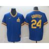 Cheap Ken Griffey Jr Mariners Jersey From China Blue Cooperstown Collection Legend Throwback #24