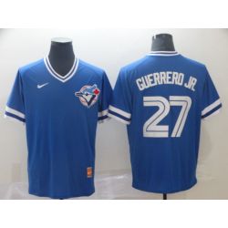 Cheap Vladimir Guerrero Jr Blue Jays Jersey From China Blue Cooperstown Collection Legend Throwback #27